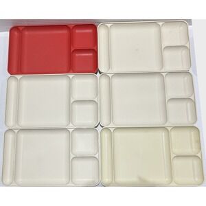 TUPPERWARE - Plastic Vintage Divided Serving TV Snack Trays - Set of 6